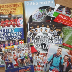 W bibliotece. Na stoliku ułożone książki.